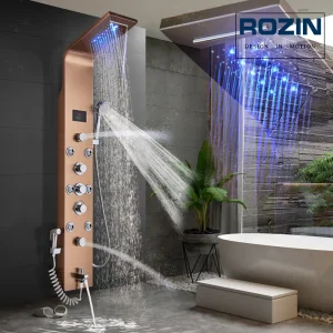 LED Bathroom Shower Panel 6 Modes Intelligent LCD Shower