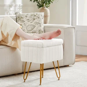 JHK Faux Fur Living Room Hidden Storage Stools & Ottomans